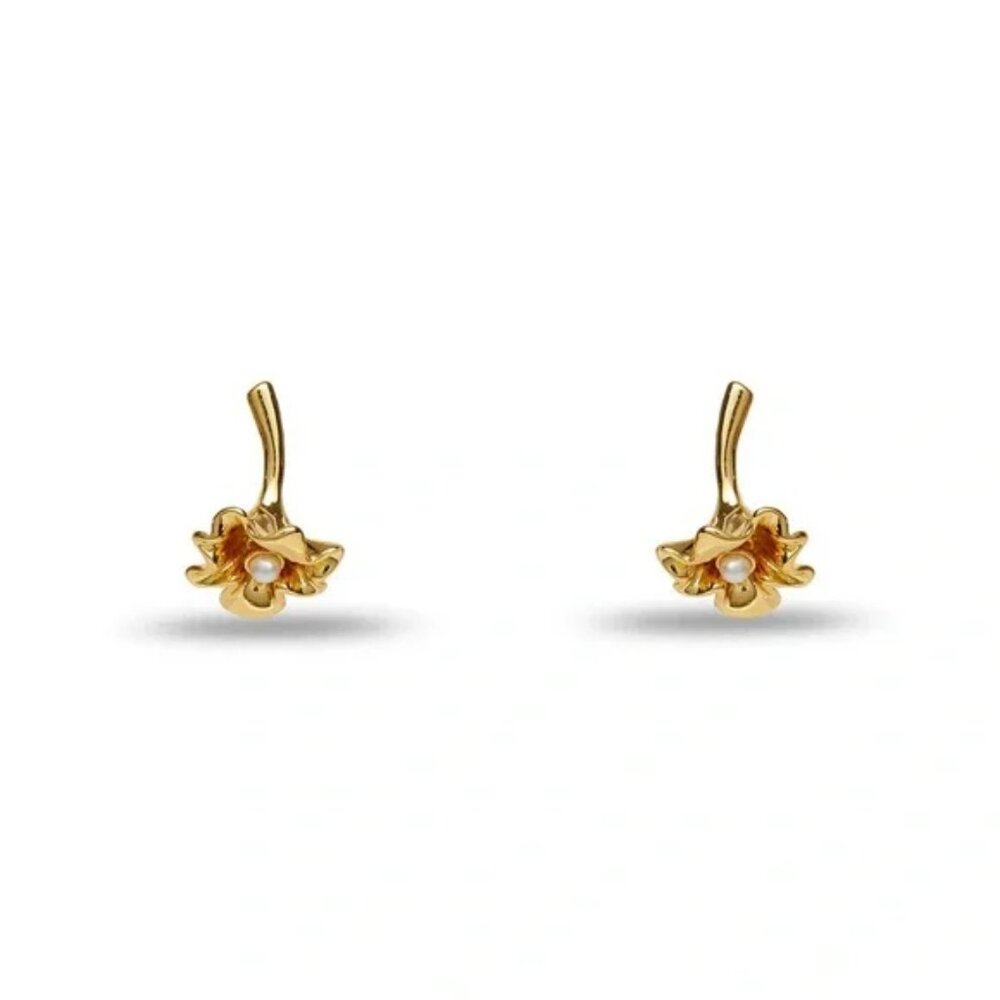 Lele Sadoughi Ruffled Lily Stud Faux Pearl Earrings